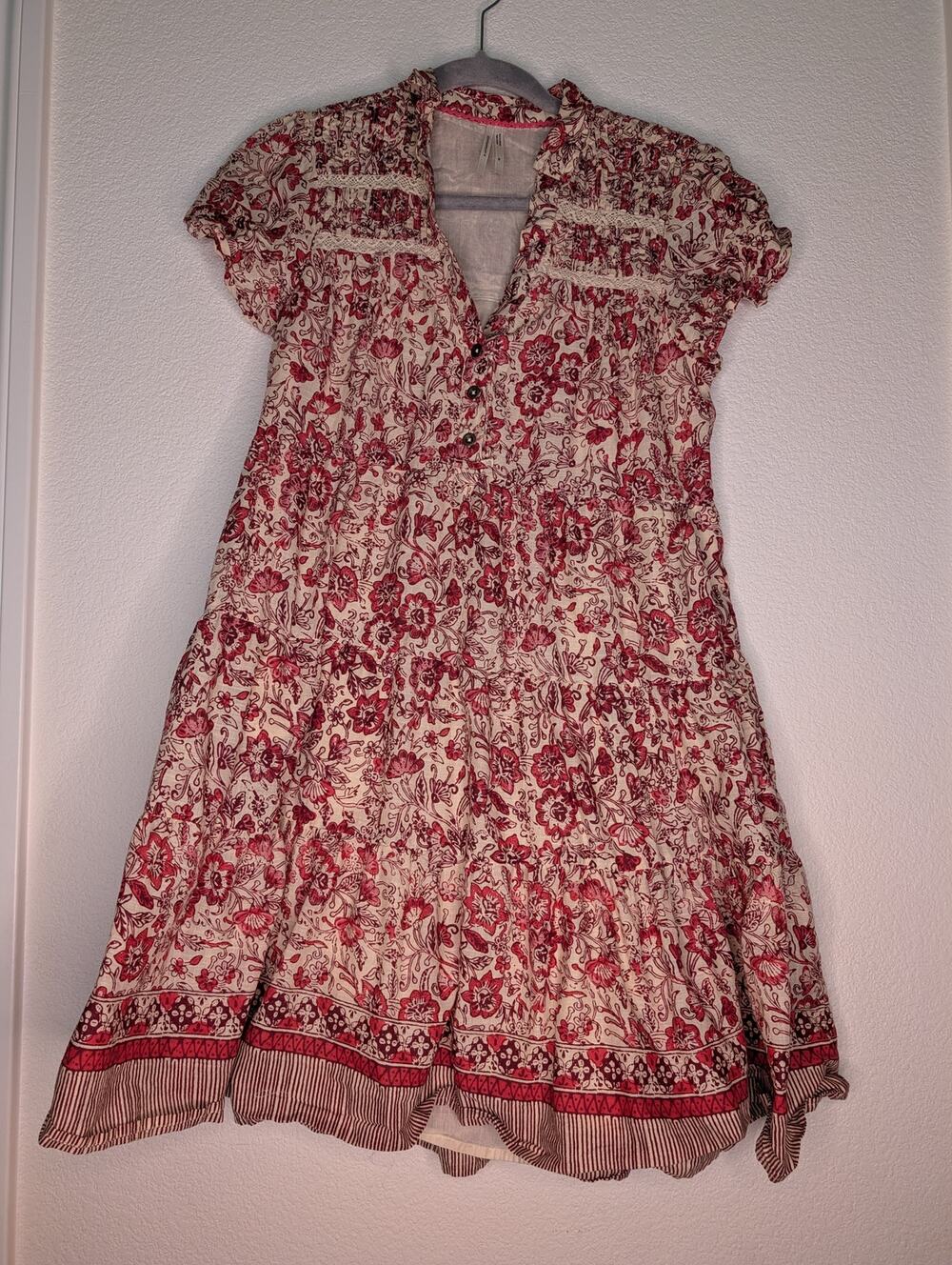 Anthropologie Women's Floral Boho Midi Dress XS Paisley Romantic Coquette Chic